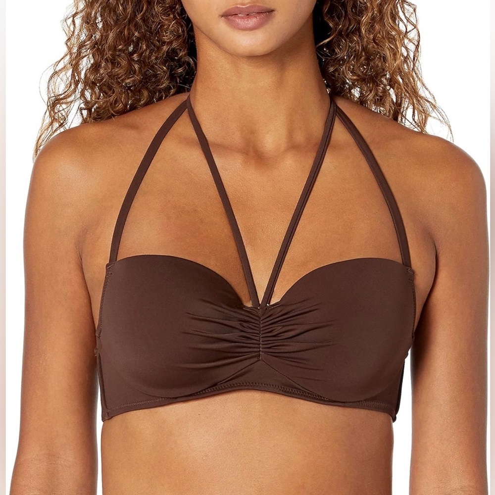 NWT Smart & Sexy Women’s Swim Secret Halter Underwire Bikini Top~Expresso~34C